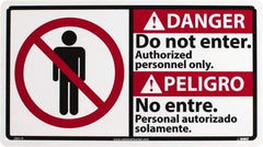 NMC - "Danger - Do Not Enter - Authorized Personnel Only", 10" Long x 18" Wide, Rigid Plastic Safety Sign - Rectangle, 0.05" Thick, Use for Security & Admittance - USA Tool & Supply