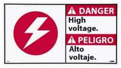 NMC - "Danger - High Voltage", 10" Long x 18" Wide, Pressure-Sensitive Vinyl Safety Sign - Rectangle, 0.004" Thick, Use for Accident Prevention - USA Tool & Supply