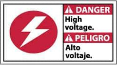 NMC - "Danger - High Voltage", 10" Long x 18" Wide, Rigid Plastic Safety Sign - Rectangle, 0.05" Thick, Use for Accident Prevention - USA Tool & Supply