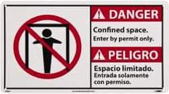 NMC - "Danger - Confined Space - Enter by Permit Only", 10" Long x 18" Wide, Rigid Plastic Safety Sign - Rectangle, 0.05" Thick, Use for Accident Prevention - USA Tool & Supply