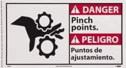 NMC - "Danger - Pinch Points", 10" Long x 18" Wide, Pressure-Sensitive Vinyl Safety Sign - Rectangle, 0.004" Thick, Use for Accident Prevention - USA Tool & Supply