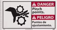 NMC - "Danger - Pinch Points", 10" Long x 18" Wide, Pressure-Sensitive Vinyl Safety Sign - Rectangle, 0.004" Thick, Use for Accident Prevention - USA Tool & Supply