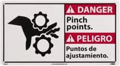 NMC - "Danger - Pinch Points", 10" Long x 18" Wide, Rigid Plastic Safety Sign - Rectangle, 0.05" Thick, Use for Accident Prevention - USA Tool & Supply