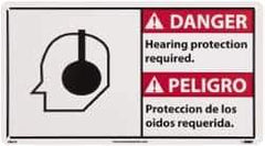 NMC - "Danger - Hearing Protection Required", 10" Long x 18" Wide, Rigid Plastic Safety Sign - Rectangle, 0.004" Thick, Use for Security & Admittance - USA Tool & Supply