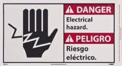 NMC - "Danger - Electrical Hazard", 10" Long x 18" Wide, Pressure-Sensitive Vinyl Safety Sign - Rectangle, 0.004" Thick, Use for Security & Admittance - USA Tool & Supply