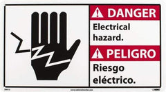 NMC - "Danger - Electrical Hazard", 10" Long x 18" Wide, Rigid Plastic Safety Sign - Rectangle, 0.05" Thick, Use for Security & Admittance - USA Tool & Supply