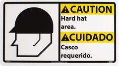 NMC - "Caution - Hard Hat Area", 10" Long x 18" Wide, Rigid Plastic Safety Sign - Rectangle, 0.05" Thick, Use for Accident Prevention - USA Tool & Supply