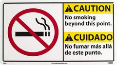 NMC - "Caution - No Smoking Beyond This Point", 10" Long x 18" Wide, Rigid Plastic Safety Sign - Rectangle, 0.05" Thick, Use for Accident Prevention - USA Tool & Supply