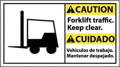 NMC - "Caution - Forklift Traffic - Keep Clear", 10" Long x 18" Wide, Pressure-Sensitive Vinyl Safety Sign - Rectangle, 0.004" Thick, Use for Accident Prevention - USA Tool & Supply