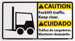 NMC - "Caution - Forklift Traffic - Keep Clear", 10" Long x 18" Wide, Rigid Plastic Safety Sign - Rectangle, 0.05" Thick, Use for Accident Prevention - USA Tool & Supply