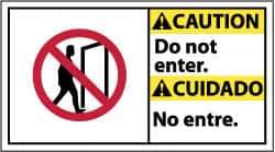 NMC - "Caution - Do Not Enter", 10" Long x 18" Wide, Pressure-Sensitive Vinyl Safety Sign - Rectangle, 0.004" Thick, Use for Security & Admittance - USA Tool & Supply