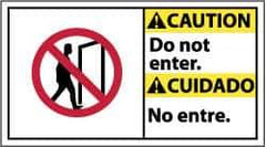 NMC - "Caution - Do Not Enter", 10" Long x 18" Wide, Pressure-Sensitive Vinyl Safety Sign - Rectangle, 0.004" Thick, Use for Security & Admittance - USA Tool & Supply