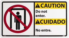 NMC - "Caution - Do Not Enter", 10" Long x 18" Wide, Rigid Plastic Safety Sign - Rectangle, 0.05" Thick, Use for Security & Admittance - USA Tool & Supply