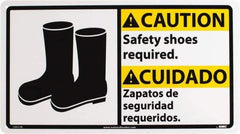 NMC - "Caution - Safety Shoes Required", 10" Long x 18" Wide, Rigid Plastic Safety Sign - Rectangle, 0.05" Thick, Use for Accident Prevention - USA Tool & Supply