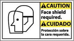 NMC - "Caution - Face Shield Required", 10" Long x 18" Wide, Pressure-Sensitive Vinyl Safety Sign - Rectangle, 0.004" Thick, Use for Accident Prevention - USA Tool & Supply