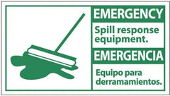 NMC - "Emergency - Spill Response Equipment", 10" Long x 18" Wide, Pressure-Sensitive Vinyl Safety Sign - Rectangle, 0.004" Thick, Use for Accident Prevention - USA Tool & Supply
