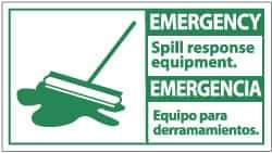 NMC - "Emergency - Spill Response Equipment", 10" Long x 18" Wide, Rigid Plastic Safety Sign - Rectangle, 0.05" Thick, Use for Accident Prevention - USA Tool & Supply