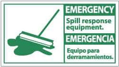 NMC - "Emergency - Spill Response Equipment", 10" Long x 18" Wide, Rigid Plastic Safety Sign - Rectangle, 0.05" Thick, Use for Accident Prevention - USA Tool & Supply