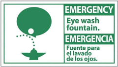NMC - "Emergency - Eye Wash Fountain", 10" Long x 18" Wide, Pressure-Sensitive Vinyl Safety Sign - Rectangle, 0.004" Thick, Use for First Aid - USA Tool & Supply