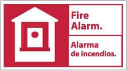 NMC - Fire Alarm, Rigid Plastic Fire Sign - 18" Wide x 10" High, English/Spanish - USA Tool & Supply