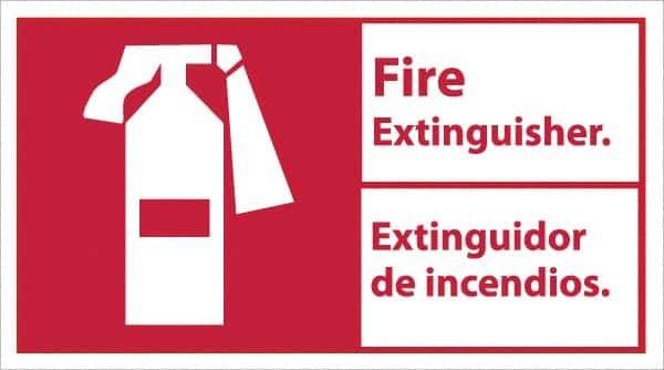 NMC - Fire Extinguisher, Pressure Sensitive Vinyl Fire Sign - 18" Wide x 10" High, English/Spanish - USA Tool & Supply