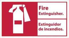 NMC - Fire Extinguisher, Pressure Sensitive Vinyl Fire Sign - 18" Wide x 10" High, English/Spanish - USA Tool & Supply