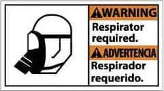 NMC - "Warning - Respirator Required", 10" Long x 18" Wide, Pressure-Sensitive Vinyl Safety Sign - Rectangle, 0.004" Thick, Use for Accident Prevention - USA Tool & Supply