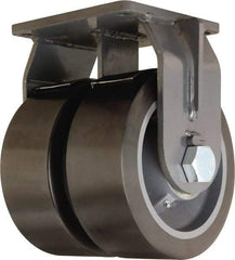 Hamilton - 10" Diam x 4" Wide x 13" OAH Top Plate Mount Dual Rigid Caster - Polyurethane Mold on Forged Steel, 13,000 Lb Capacity, Tapered Roller Bearing, 8-1/2 x 8-1/2" Plate - USA Tool & Supply