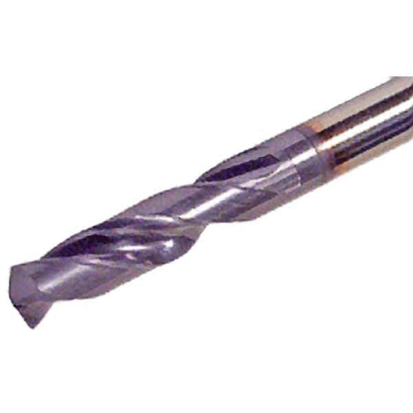 Iscar - 17.2mm 140° Spiral Flute Solid Carbide Screw Machine Drill Bit - TiAlN Finish, Right Hand Cut, 73mm Flute Length, 123mm OAL, Standard Point, Straight Shank - USA Tool & Supply