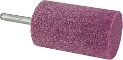 Grier Abrasives - 1-1/2" Head Diam x 2-1/2" Thickness, W240, Cylinder End, Aluminum Oxide Mounted Point - Pink, Medium Grade, 60 Grit, 10,500 RPM - USA Tool & Supply