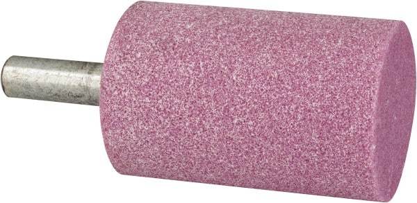 Grier Abrasives - 2" Head Diam x 3" Thickness, W246, Cylinder End, Aluminum Oxide Mounted Point - Pink, Medium Grade, 60 Grit, 16,500 RPM - USA Tool & Supply