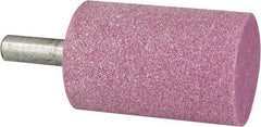 Grier Abrasives - 2" Head Diam x 3" Thickness, W246, Cylinder End, Aluminum Oxide Mounted Point - Pink, Medium Grade, 60 Grit, 16,500 RPM - USA Tool & Supply