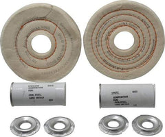 Dico - 4" Diam Cushion Sewn, Spiral Sewn Buffing Wheel Set - 1/2" Arbor Hole, Emery - USA Tool & Supply