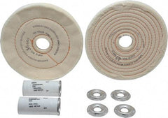 Dico - 6" Diam Cushion Sewn, Spiral Sewn Buffing Wheel Set - 1/2 - 1" Arbor Hole, Emery - USA Tool & Supply