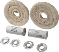 Dico - 4" Diam Cushion Sewn, Spiral Sewn Buffing Wheel Set - 1/2 - 1" Arbor Hole, Tripoli - USA Tool & Supply