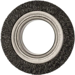 Anderson - 4-1/4" OD, 2" Arbor Hole, Crimped Steel Wheel Brush - 1-1/2" Face Width, 5/8" Trim Length, 0.0118" Filament Diam, 6,000 RPM - USA Tool & Supply