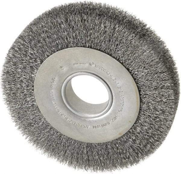 Anderson - 8" OD, 2" Arbor Hole, Crimped Steel Wheel Brush - 1-5/8" Face Width, 1-1/2" Trim Length, 0.0118" Filament Diam, 4,500 RPM - USA Tool & Supply