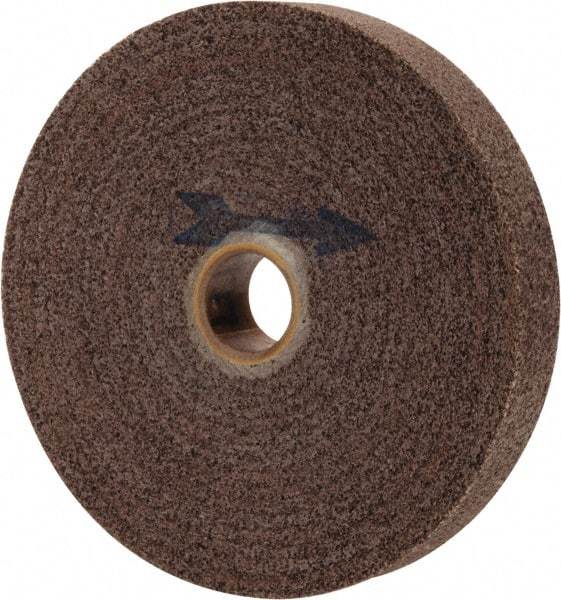 Made in USA - 6" Diam, 1" Face Width, 1" Center Hole, Fine Grade, Aluminum Oxide Deburring Wheel - Convolute, Medium Density 7 Grade, 4,500 RPM - USA Tool & Supply