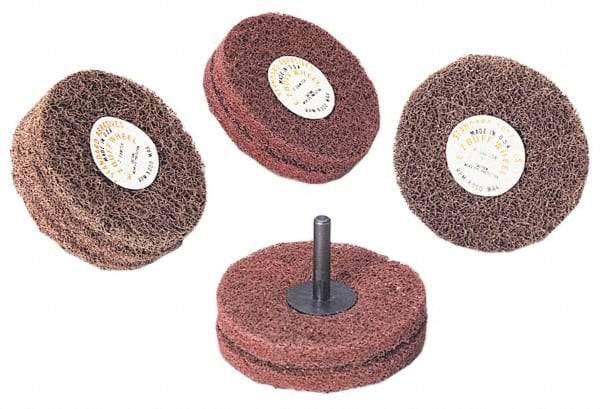 Standard Abrasives - 5" Diam x 2" Thick, Medium Mounted Scrubber Buffing Wheel - 2 Ply, Very Fine Grade, 1/4" Shank Diam, 4,000 RPM - USA Tool & Supply