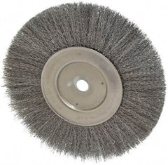 Anderson - 10" OD, 3/4" Arbor Hole, Crimped Steel Wheel Brush - 1/2" Face Width, 2-15/32" Trim Length, 0.014" Filament Diam, 3,600 RPM - USA Tool & Supply