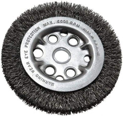 Anderson - 4-1/4" OD, 5/8" Arbor Hole, Crimped Steel Wheel Brush - 3/4" Face Width, 5/8" Trim Length, 0.014" Filament Diam, 6,000 RPM - USA Tool & Supply