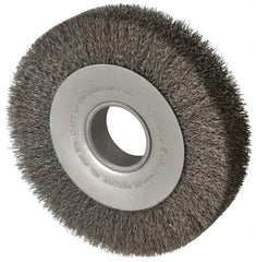 Anderson - 8" OD, 2" Arbor Hole, Crimped Steel Wheel Brush - 1-5/8" Face Width, 1-1/2" Trim Length, 0.014" Filament Diam, 4,500 RPM - USA Tool & Supply