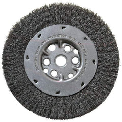 Anderson - 6" OD, 5/8" Arbor Hole, Crimped Steel Wheel Brush - 3/4" Face Width, 1-1/8" Trim Length, 0.008" Filament Diam, 6,000 RPM - USA Tool & Supply