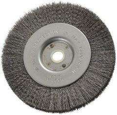 Anderson - 4" OD, 1/2" Arbor Hole, Crimped Steel Wheel Brush - 11/32" Face Width, 13/16" Trim Length, 0.006" Filament Diam, 6,000 RPM - USA Tool & Supply