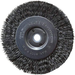 Anderson - 4" OD, 1/2" Arbor Hole, Crimped Steel Wheel Brush - 11/32" Face Width, 13/16" Trim Length, 0.014" Filament Diam, 6,000 RPM - USA Tool & Supply