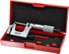 Starrett - 0 to 1 Inch Range, Carbide Face, Satin Chrome Coated, Mechanical Multi Anvil Micrometer - Ratchet Stop Thimble, 0.001 Inch Graduation, 0.0002 Inch Accuracy - USA Tool & Supply