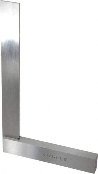 Value Collection - 10-1/2" Blade Length, 6-3/8" Base Length Steel Square - 0.0004" Accuracy, Beveled Edge - USA Tool & Supply
