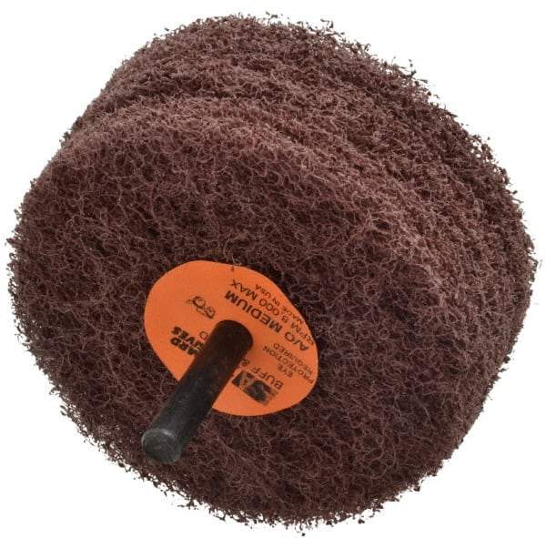 Standard Abrasives - 3" Diam, Medium Mounted Scrubber Buffing Wheel - 3 Ply, Medium Grade, 1/4" Shank Diam, 8,000 RPM - USA Tool & Supply