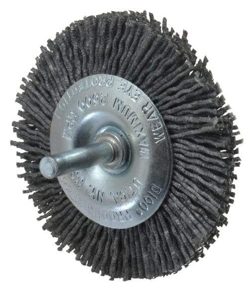 Dico - 3" OD, 1/4" Shank Diam, Crimped Nylon Wheel Brush - 3/8" Face Width - USA Tool & Supply