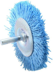 Dico - 3" OD, 1/4" Shank Diam, Crimped Nylon Wheel Brush - 3/8" Face Width - USA Tool & Supply